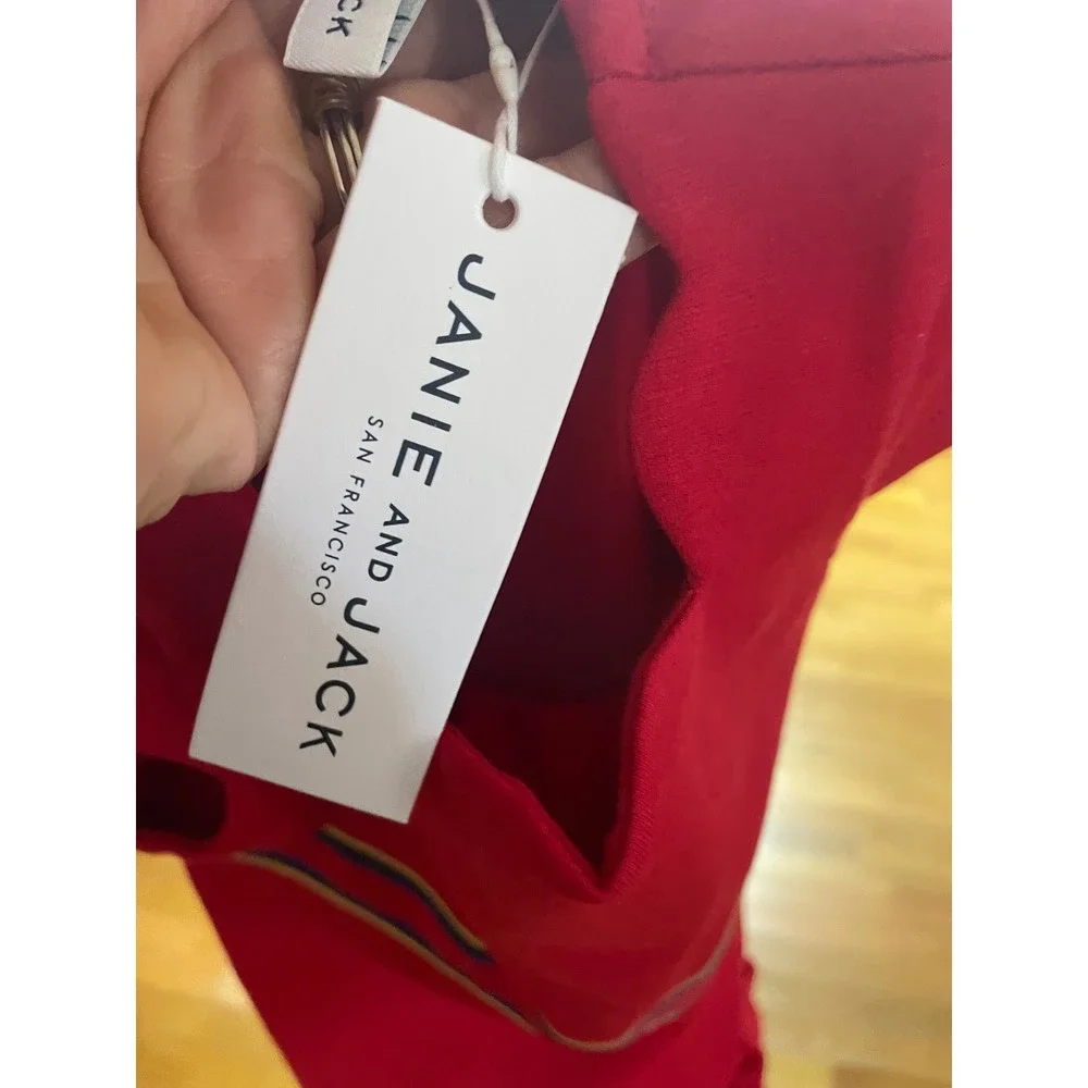 Janie and Jack Girls Red Scallop Neck Ruffle Hem Dress Size 3 NWT